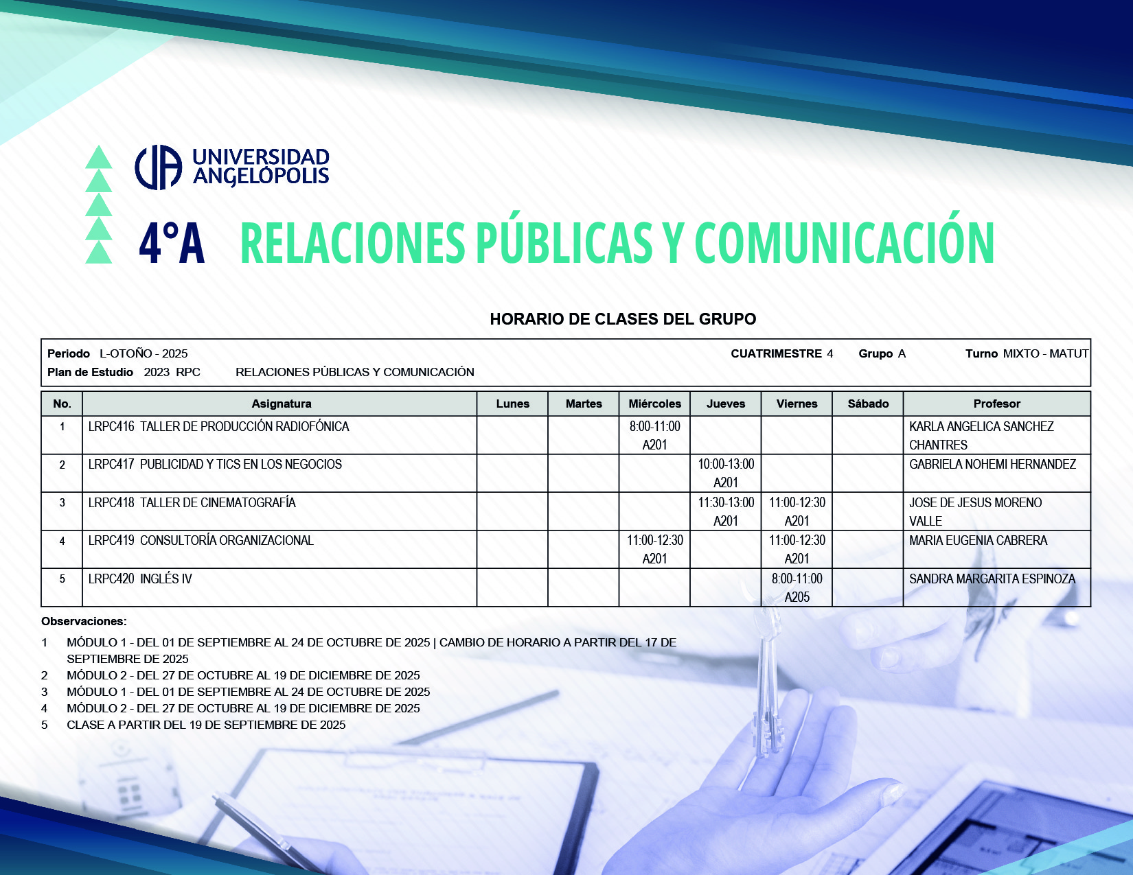 Horario RPC 4°