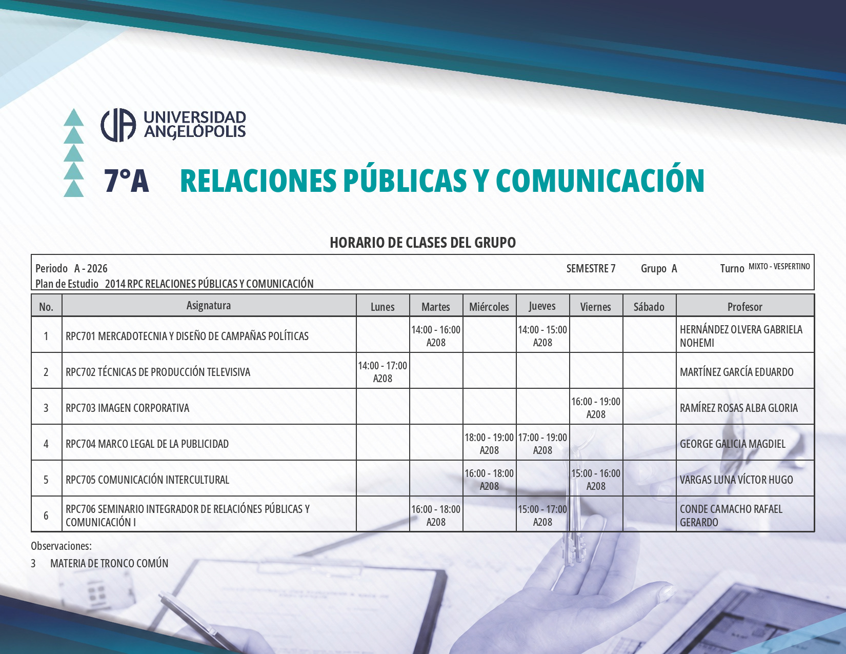 Horario RPC 8°